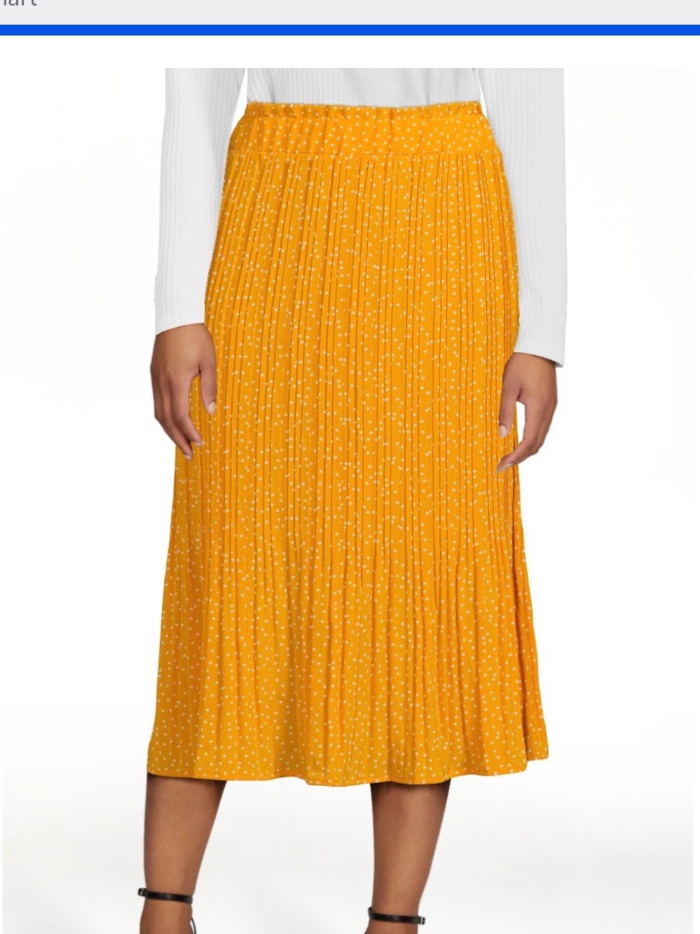 Nine.Eight Pleated Midi Skirt Mustard Yellow with White Dots Womens M NWT